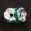 20 Stk. Strassrondellen 8mm Silber/Blue Zircon